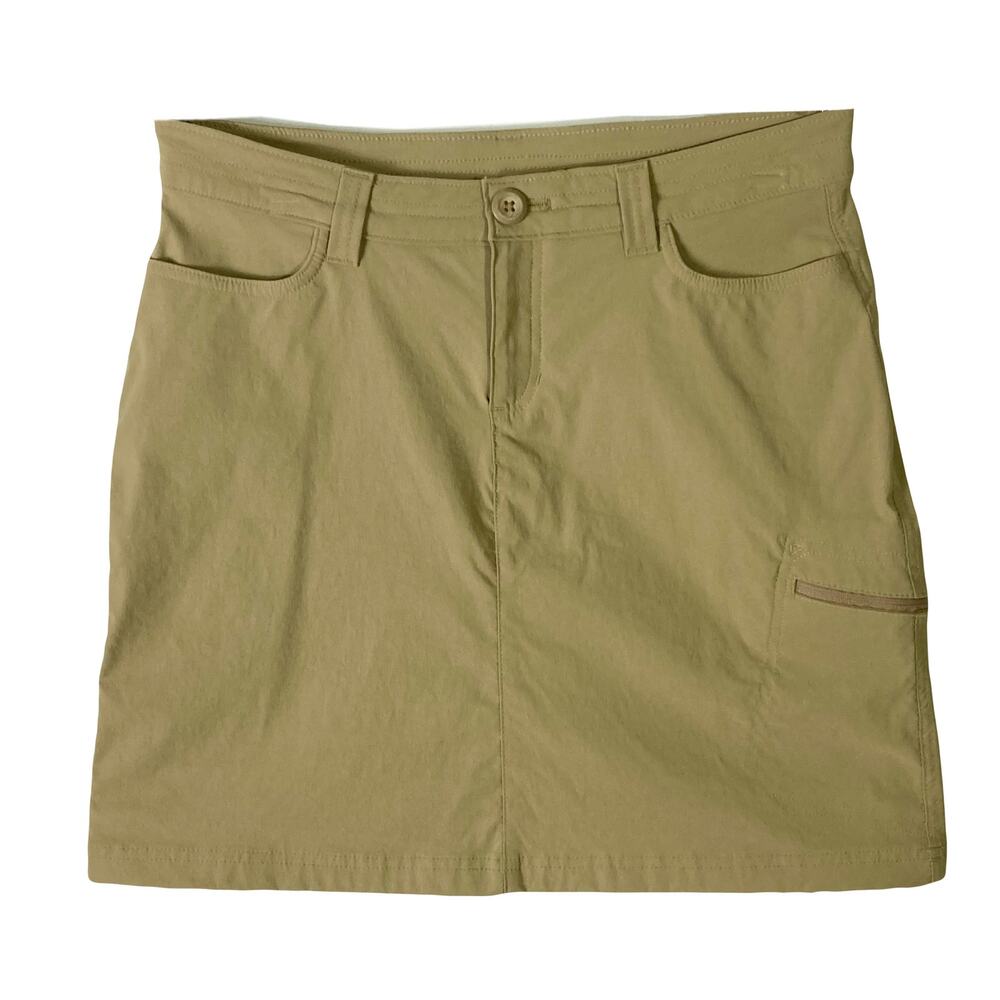 NWOT EDDIE BAUER Skort 4 Tan-Beige Stretchy Zip Pocket Mini Length